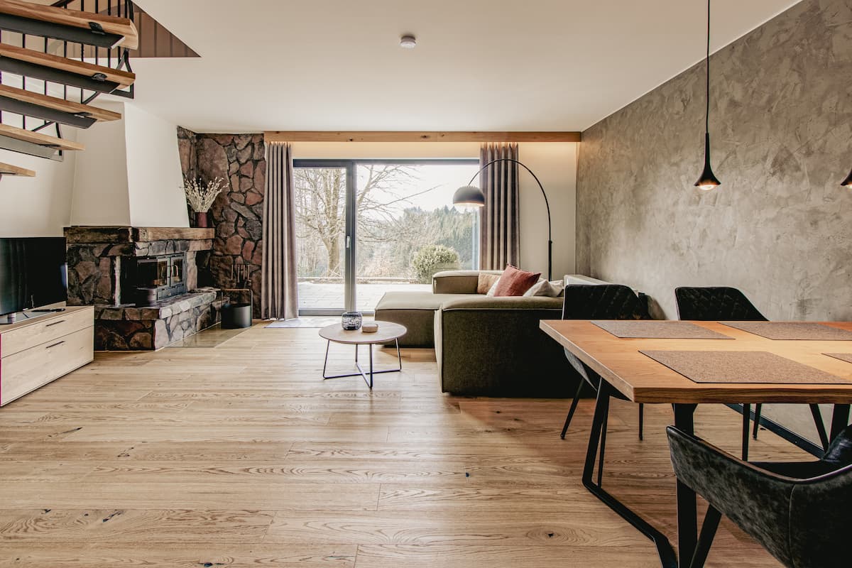 Asten Chalet Wiese Wohnzimmer